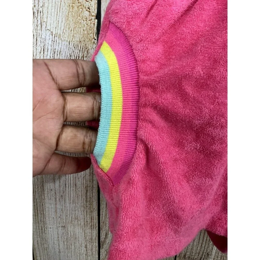 Juicy Couture Girls Romper with Hoodie Sz 6 Pink Terry Cloth Rainbow Retro Style